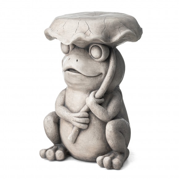 Glitzhome Glitzhome 19"H Multi-functional MGO Frog And Lotus Faux Concrete Garden Stool Or Planter Stand Or Accent Table