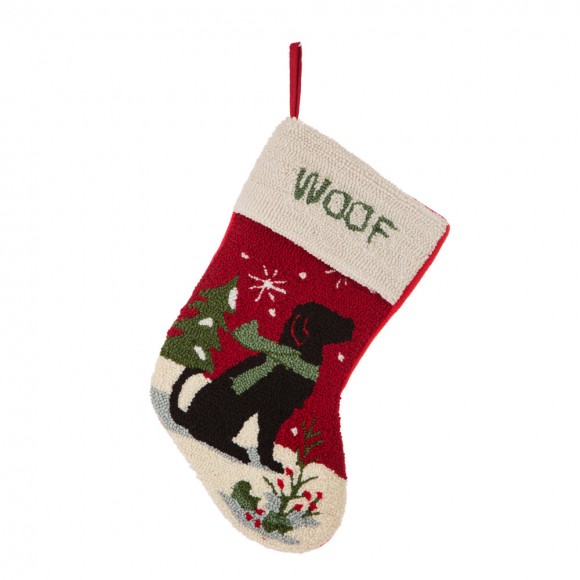 glitzhome Glitzhome 19" Handmade Hooked Dog Christmas Stocking