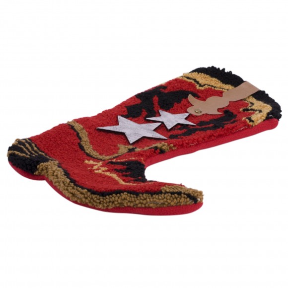 Glitzhome Glitzhome 19" Handmade Hooked Red Boot Christmas Stocking