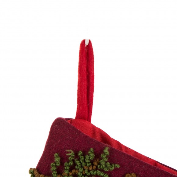 Glitzhome Glitzhome 19" Handmade Plaid Hooked Rug Reindeer Christmas Stocking