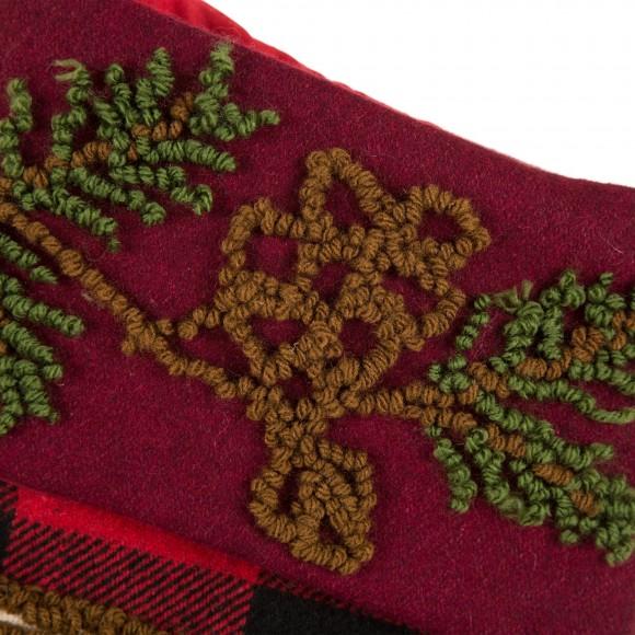 Glitzhome Glitzhome 19" Handmade Plaid Hooked Rug Reindeer Christmas Stocking