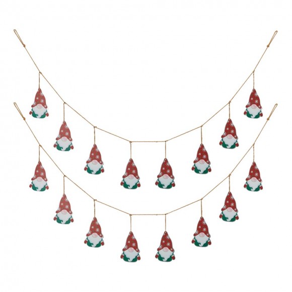 glitzhome Glitzhome 2 pk 72"L Metal Christmas Gnome Garland
