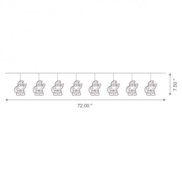 Glitzhome Glitzhome 2 Pk 72"L Metal Christmas Santa Garland