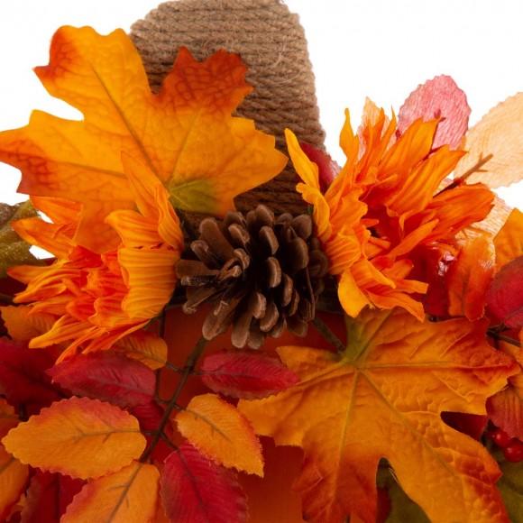 Glitzhome Glitzhome 20.28"H Fall Wooden Pumpkin With Floral Standing / Hanging Decor (Two Function)