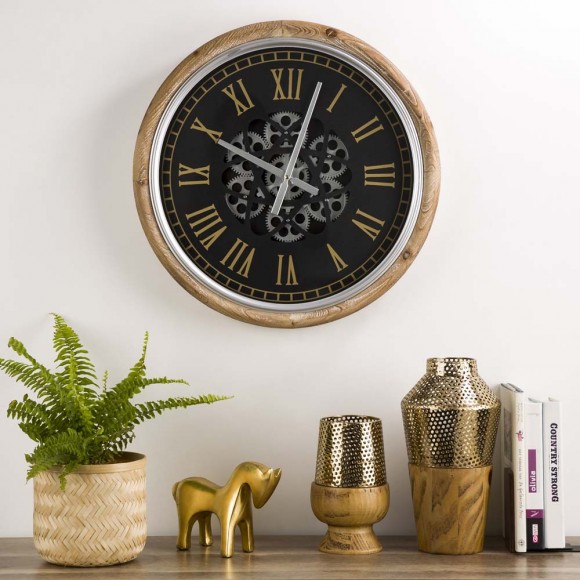 Glitzhome Glitzhome 20.47"D Vintage Industrial Metal Wall Clock With Moving Gears