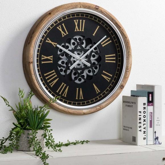 Glitzhome Glitzhome 20.47"D Vintage Industrial Metal Wall Clock With Moving Gears