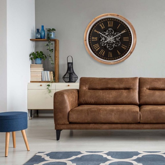 Glitzhome Glitzhome 20.47"D Vintage Industrial Metal Wall Clock With Moving Gears