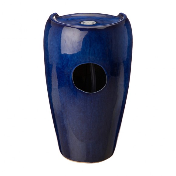 Glitzhome Glitzhome 20.5"H Cobalt Blue Ceramic Pot Fountain With Pump And LED Light