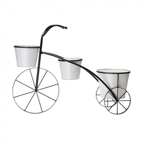Glitzhome Glitzhome 20.5"H White & Black Metal Enamel Bicycle Planter Stand