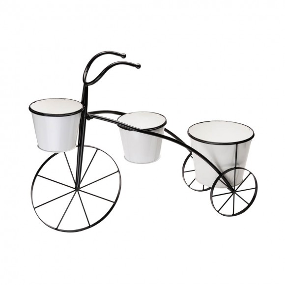 glitzhome Glitzhome 20.5"H White & Black Metal Enamel Bicycle Planter Stand