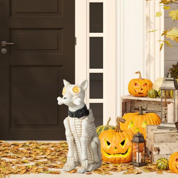 Glitzhome Glitzhome 20.50"H Halloween Lighted MGO Skeleton Dog Porch Decor With Timer