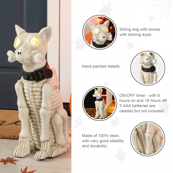 Glitzhome Glitzhome 20.50"H Halloween Lighted MGO Skeleton Dog Porch Decor With Timer