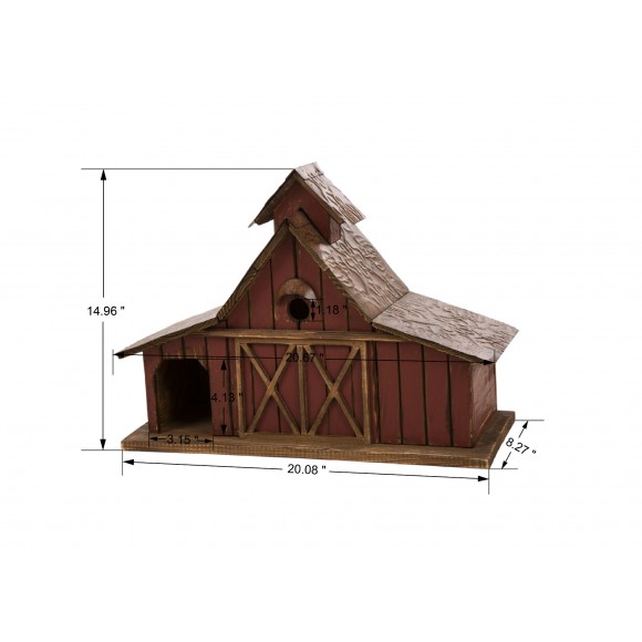 Glitzhome Glitzhome 20.67"L Extra-Large Rustic Wood Barn Birdhouse