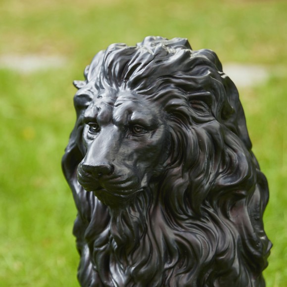 Glitzhome Glitzhome 20.75"H MGO Black Sitting Lion Garden Statue