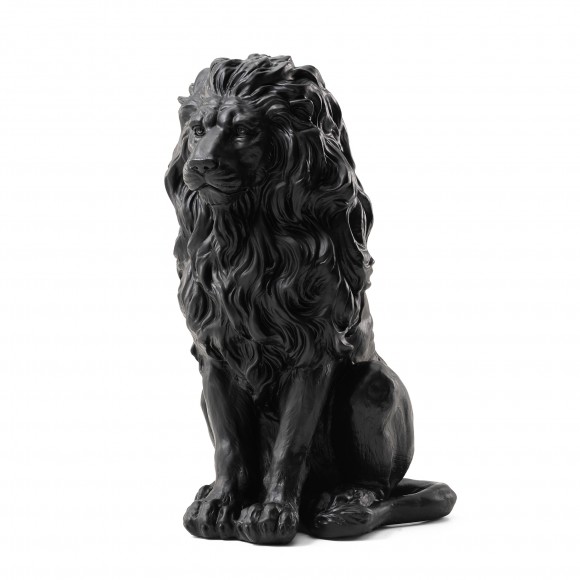glitzhome Glitzhome 20.75"H MGO Black Sitting Lion Garden Statue