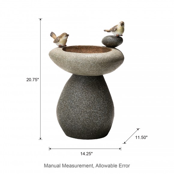 Glitzhome Glitzhome 20.75"H Zen-Style Faux Stone Texture Birdbath Polyresin Outdoor Fountain With Birds Pump And LED Light (KD)