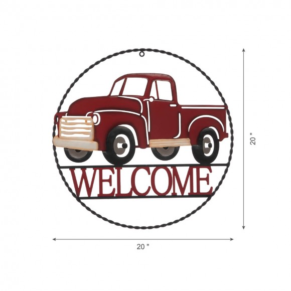 Glitzhome Glitzhome 20"D Farmhouse Metal Truck "WELCOME" Sign Wall Decor