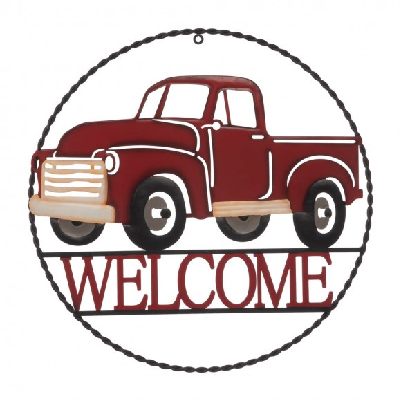 glitzhome Glitzhome 20"D Farmhouse Metal Truck "WELCOME" Sign Wall Decor