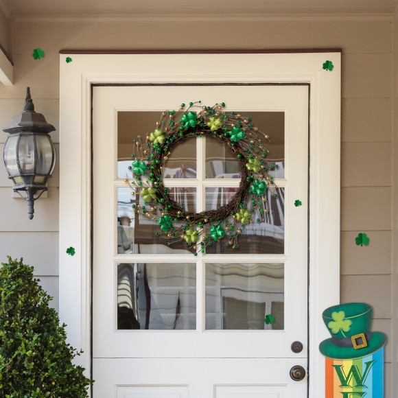 Glitzhome Glitzhome 20"D St.Patrick's Shamrock Berry Wreath