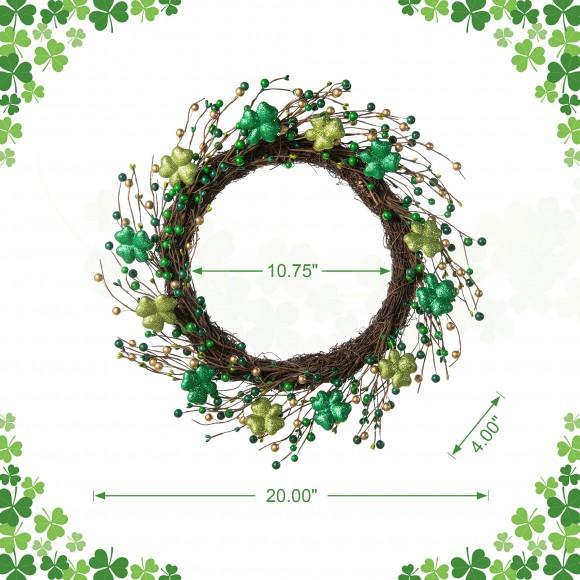 Glitzhome Glitzhome 20"D St.Patrick's Shamrock Berry Wreath