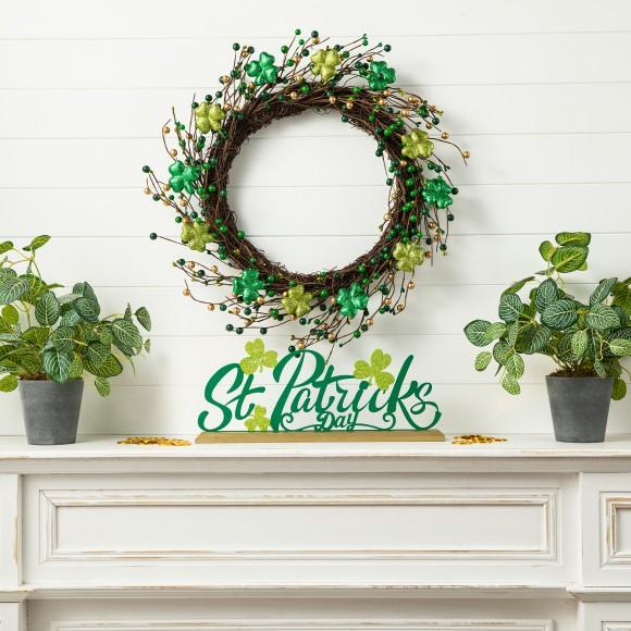 Glitzhome Glitzhome 20"D St.Patrick's Shamrock Berry Wreath