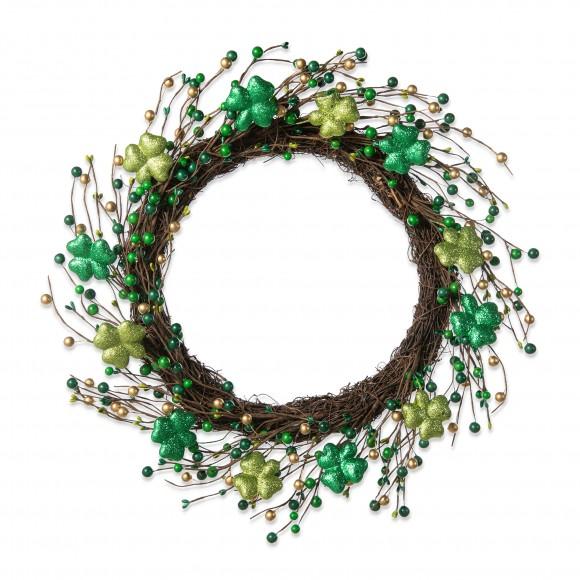 glitzhome Glitzhome 20"D St.Patrick's Shamrock Berry Wreath