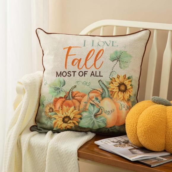 Glitzhome Glitzhome 20" Fall Embroidered Pumpkin Pillow