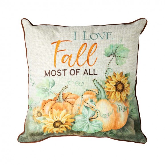 glitzhome Glitzhome 20" Fall Embroidered Pumpkin Pillow
