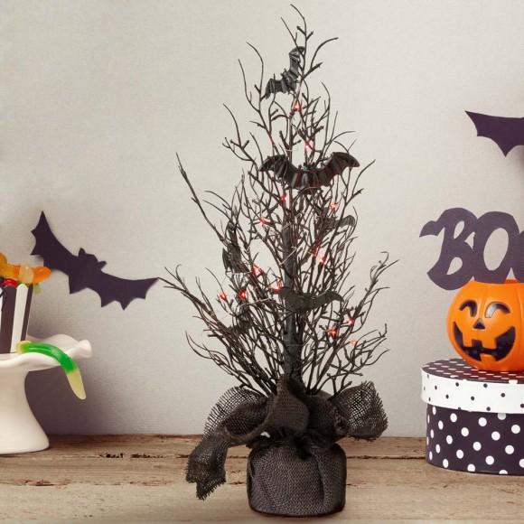 Glitzhome Glitzhome 20"H Halloween Table Tree With Lighted Bats Decor