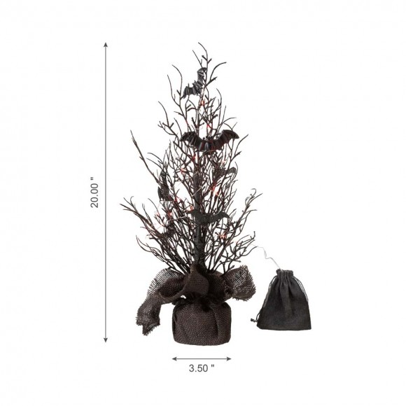 Glitzhome Glitzhome 20"H Halloween Table Tree With Lighted Bats Decor