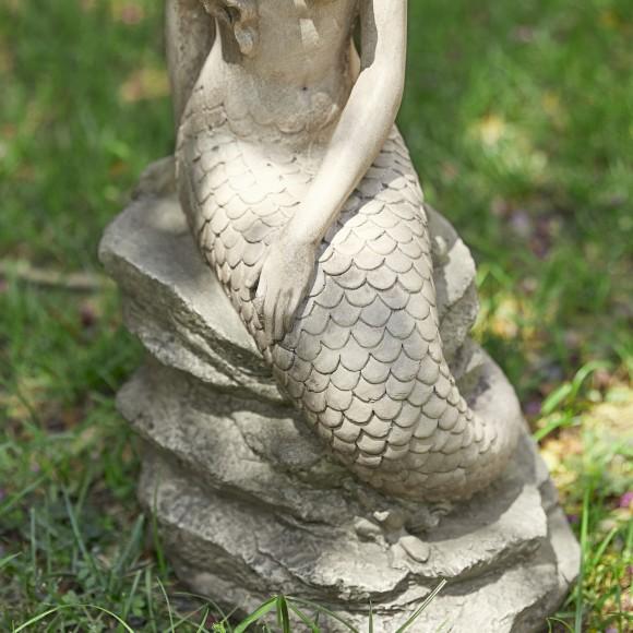 Glitzhome Glitzhome 20"H MGO Concrete Finish Mermaid Garden Statue
