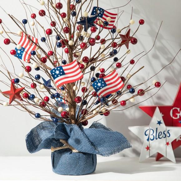 Glitzhome Glitzhome 20"H Patriotic/Americana Berry Table Tree