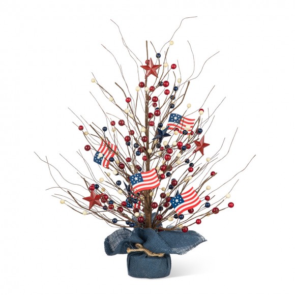 glitzhome Glitzhome 20"H Patriotic/Americana Berry Table Tree