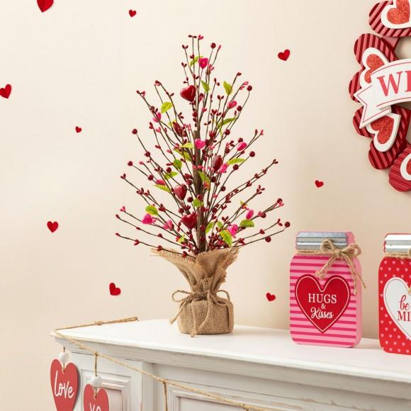 Glitzhome Glitzhome 20"H Valentine's Berry Heart Table Tree
