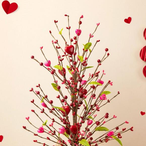 Glitzhome Glitzhome 20"H Valentine's Berry Heart Table Tree