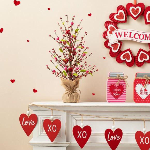Glitzhome Glitzhome 20"H Valentine's Berry Heart Table Tree