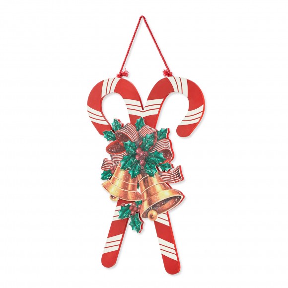glitzhome Glitzhome 20"H Wooden Christmas Candy Cane Wall Décor