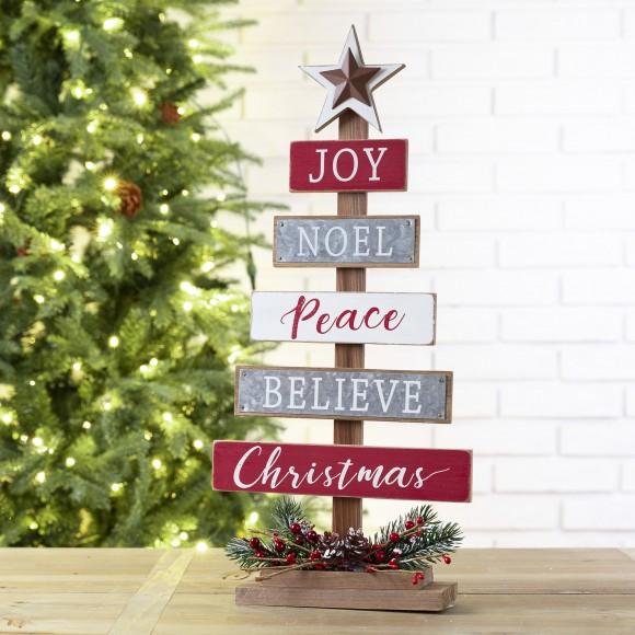 Glitzhome Glitzhome 20"H Wooden Sign Table Tree Décor