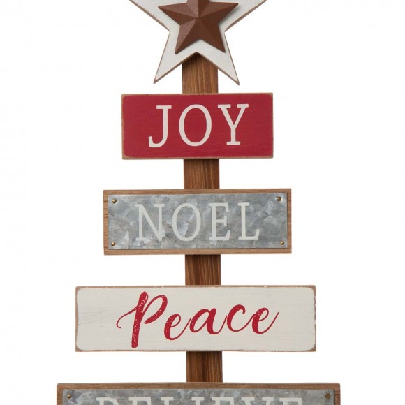 Glitzhome Glitzhome 20"H Wooden Sign Table Tree Décor