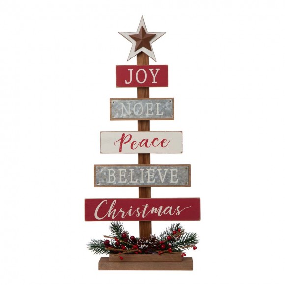 glitzhome Glitzhome 20"H Wooden Sign Table Tree Décor