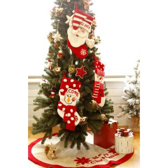 Glitzhome Glitzhome 20" Handmade Hooked 3D Santa Christmas Stocking Ho Ho