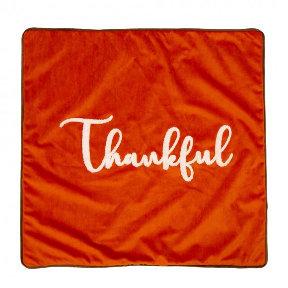 Glitzhome Glitzhome 20"L*20"W Velvet Pillow Cover With “Thankful” Word