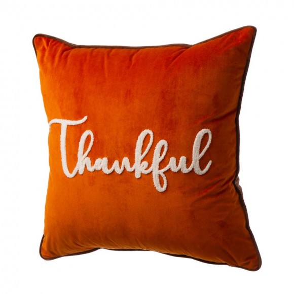 Glitzhome Glitzhome 20"L*20"W Velvet Pillow Cover With “Thankful” Word