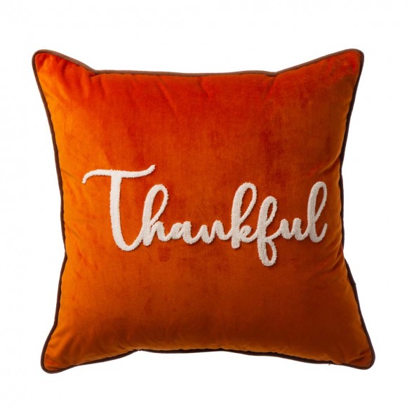 glitzhome Glitzhome 20"L*20"W Velvet Pillow Cover With “Thankful” Word