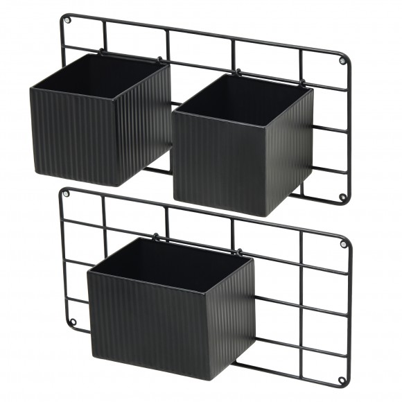 Glitzhome Glitzhome 20"L Black Metal Vertical Wall Planters Planter Stands (KD)