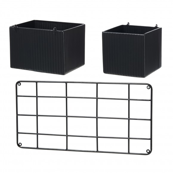 Glitzhome Glitzhome 20"L Black Metal Vertical Wall Planters Planter Stands (KD)