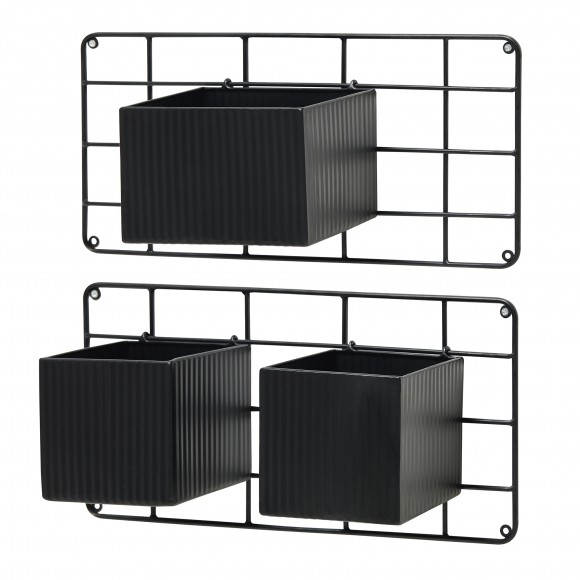 glitzhome Glitzhome 20"L Black Metal Vertical Wall Planters Planter Stands (KD)