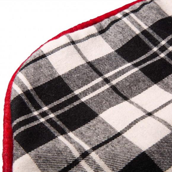 Glitzhome Glitzhome 20"L Black & White Plaid Fabric Christmas Stocking