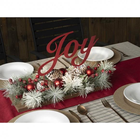 Glitzhome Glitzhome 20"L Christmas Metal "Joy" Floral Centerpiece Table Decor