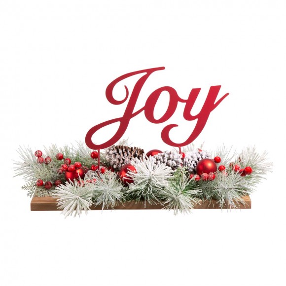 Glitzhome Glitzhome 20"L Christmas Metal "Joy" Floral Centerpiece Table Decor